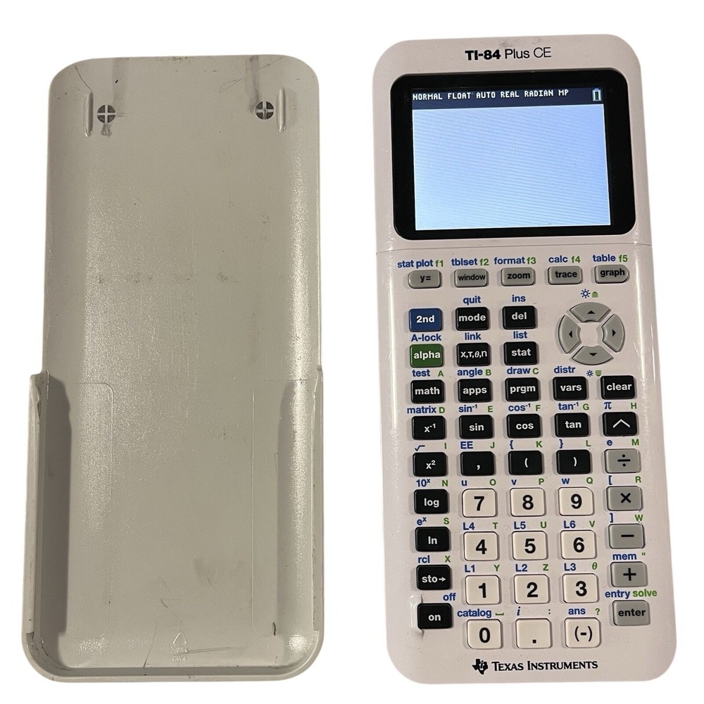 Texas Instruments TI-84 Plus CE White Graphing Calculator & Cover Math Science